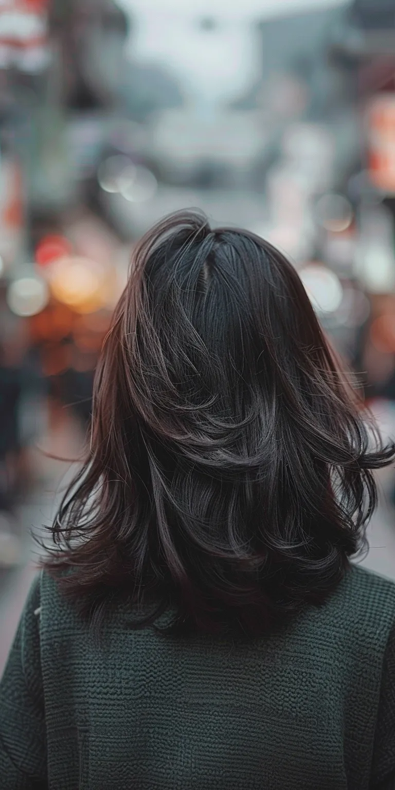 medium long haircuts Layered hair, Japanese women's hairstyles, Asymmetric cut, Feathered Long hair