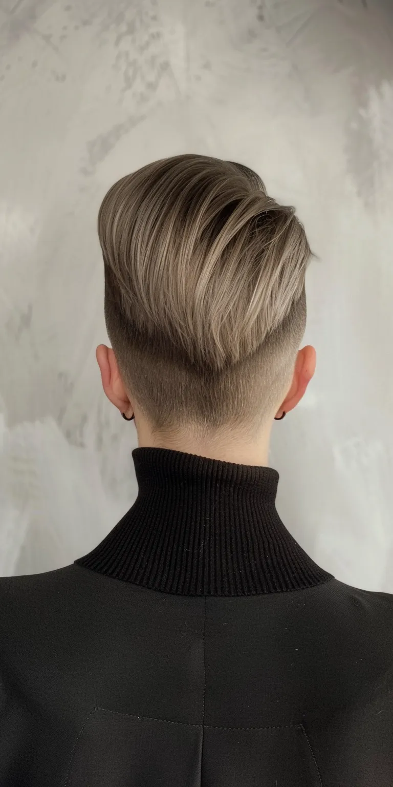 undercut slick back Pompadour, Asymmetric cut, Short brush Professional Mohawk