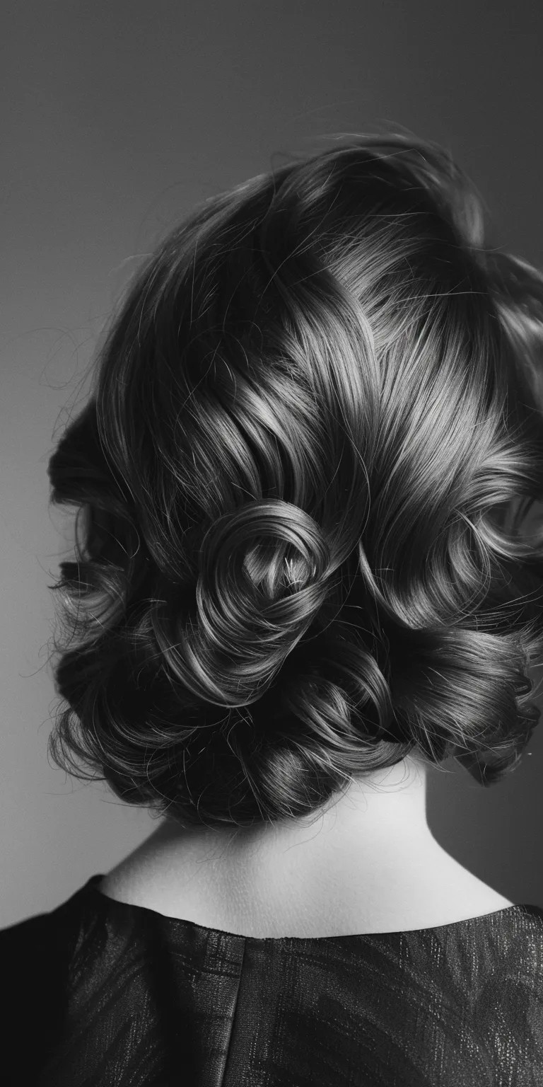 disco hairstyles Finger wave, Chignon, Ringlets, Updo, Milkmaid braid