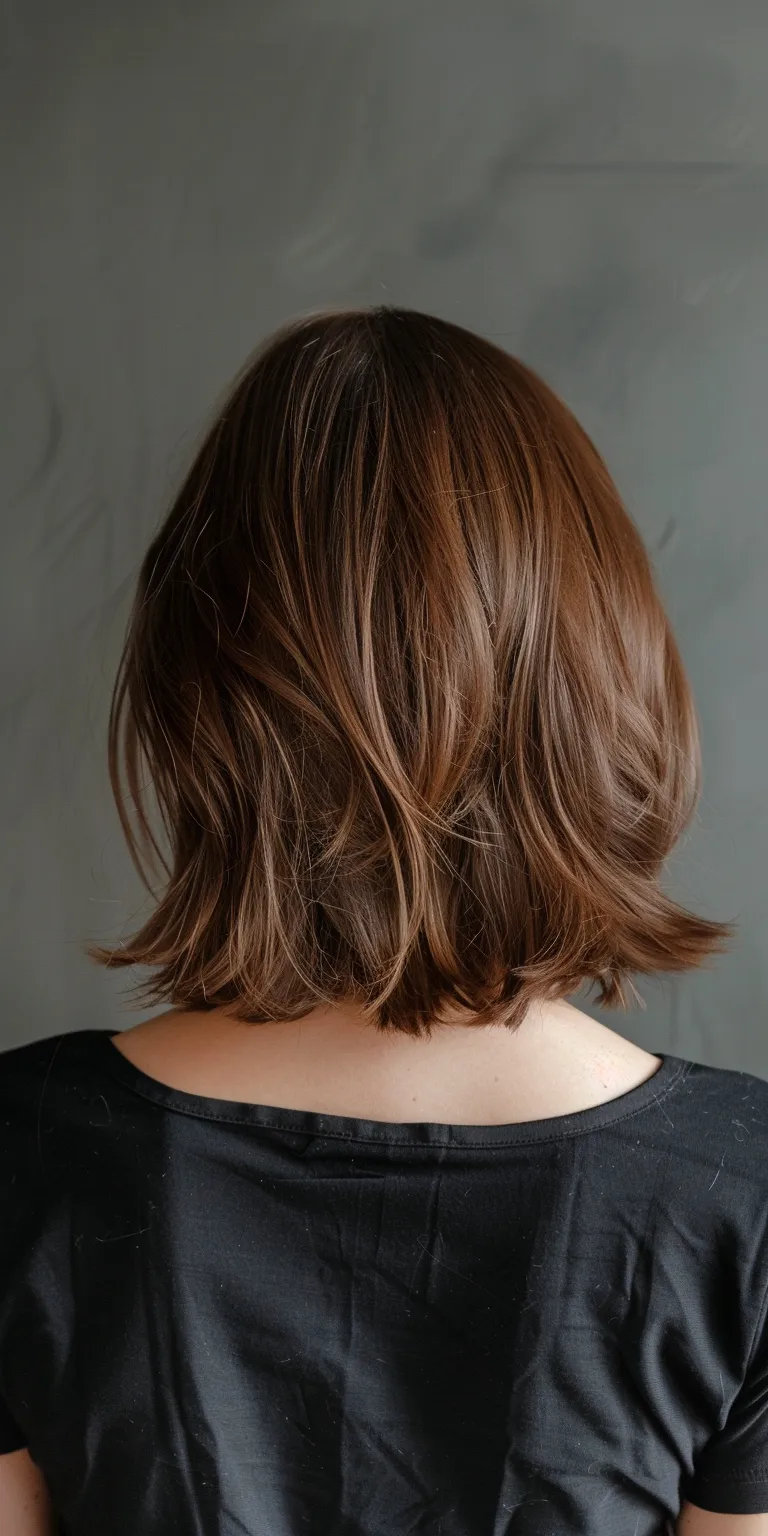 chin length haircuts Asymmetric cut, Layered hair, Digital perm, Bob Short brush cut