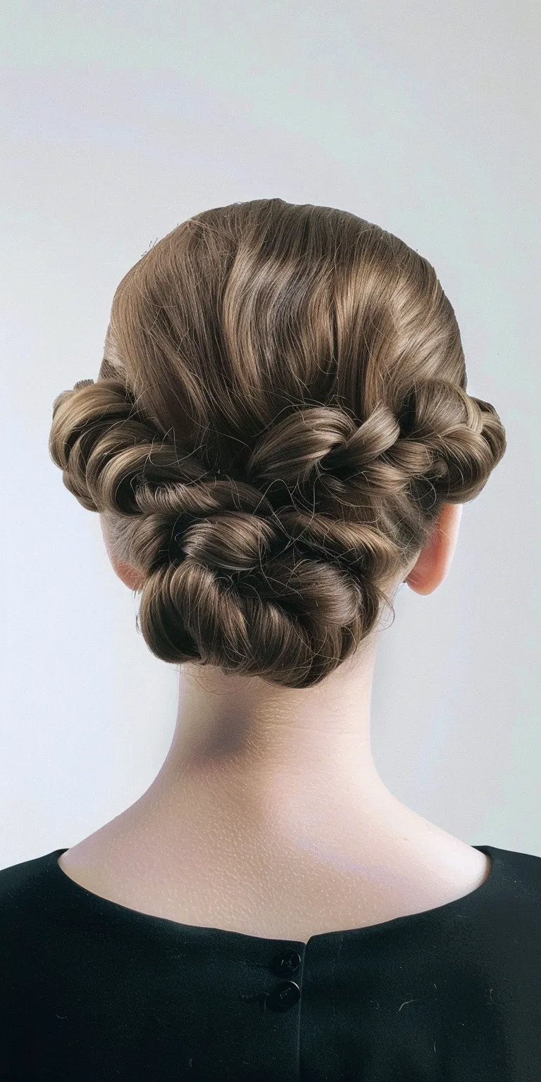 pomade hairstyle Milkmaid braid, Chignon, French twist, Updo, braid