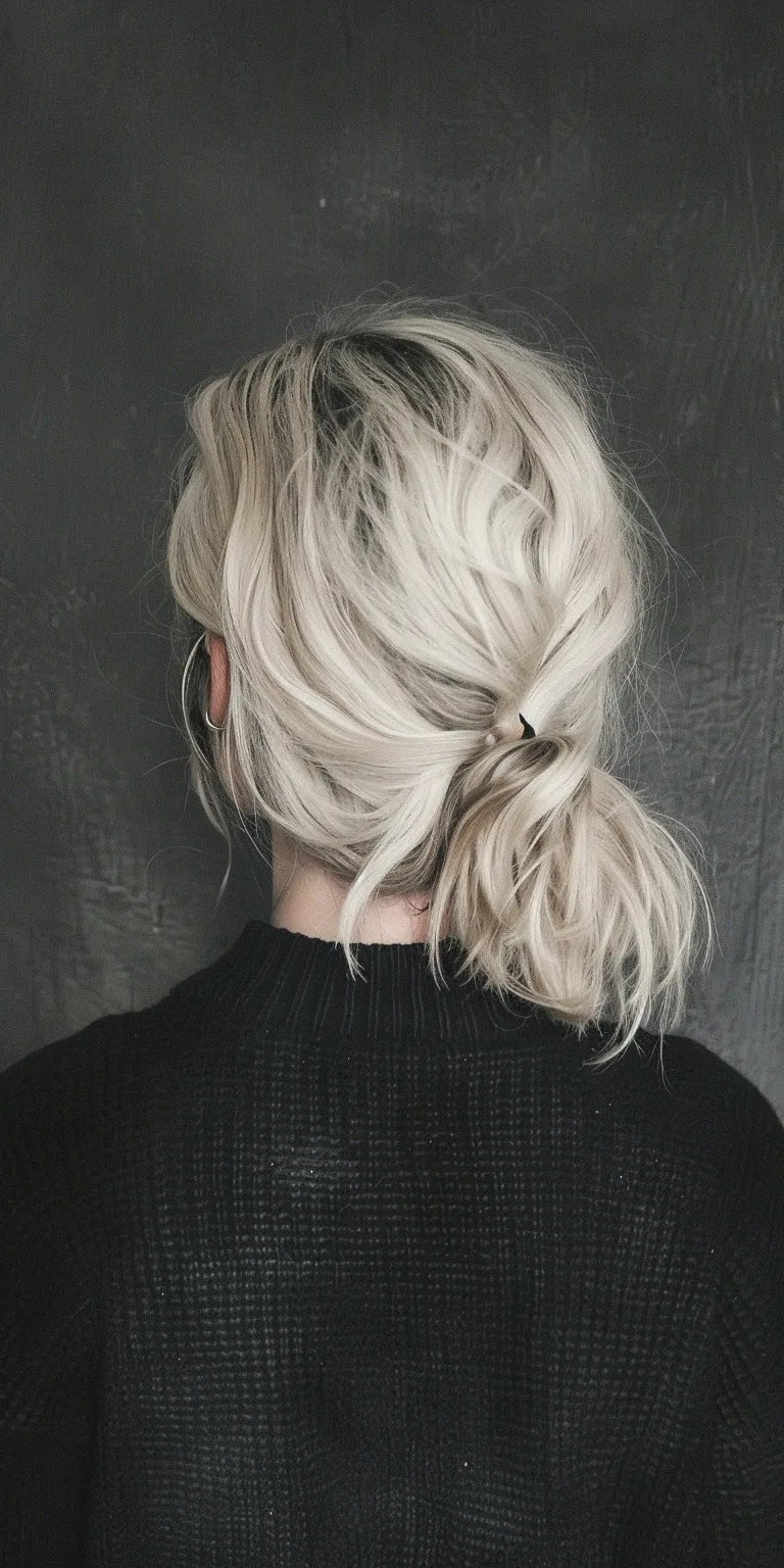 grunge hairstyles Updo, Asymmetric cut, Layered hair, Chignon, French twist