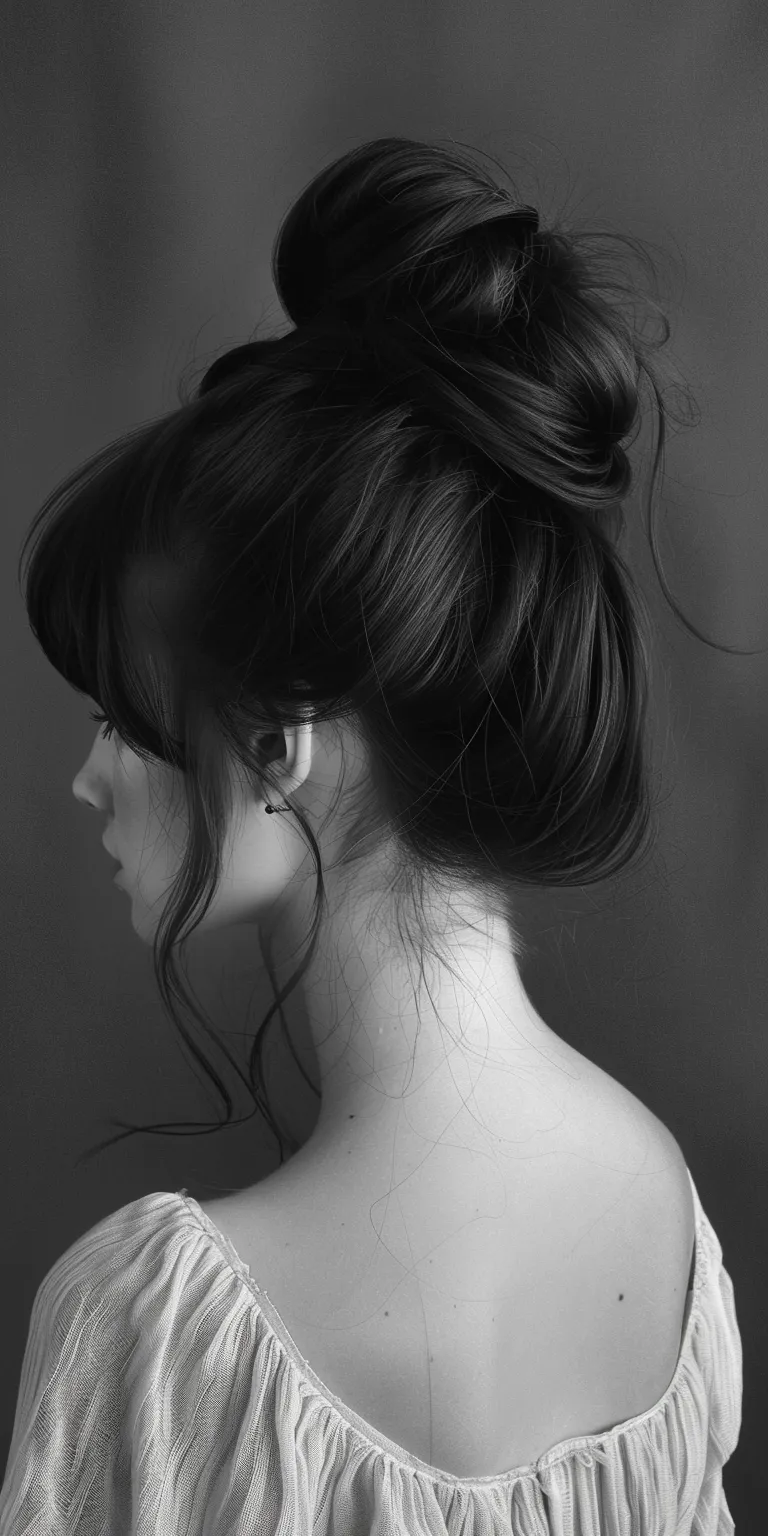 high ponytail hairstyles Chignon, Updo, Japanese women's hairstyles, Ponytail, Asymmetric cut