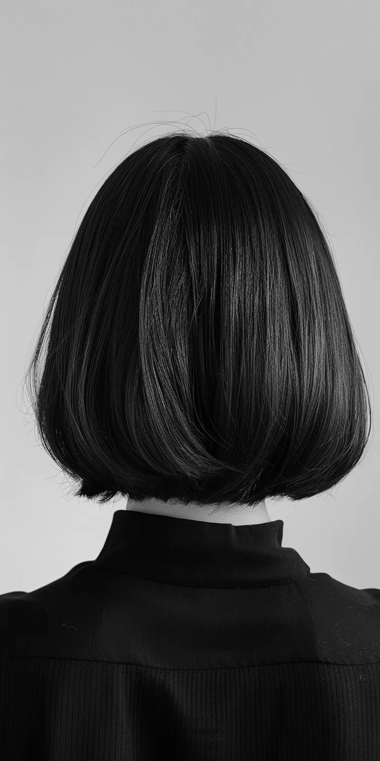 bobcut hair style Asymmetric cut, Bob Short brush Japanese women's hairstyles, Chignon