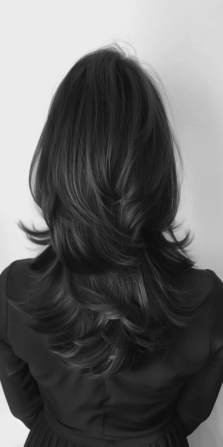 medium layered haircuts Asymmetric cut, Layered hair, Bob Digital perm, Chignon