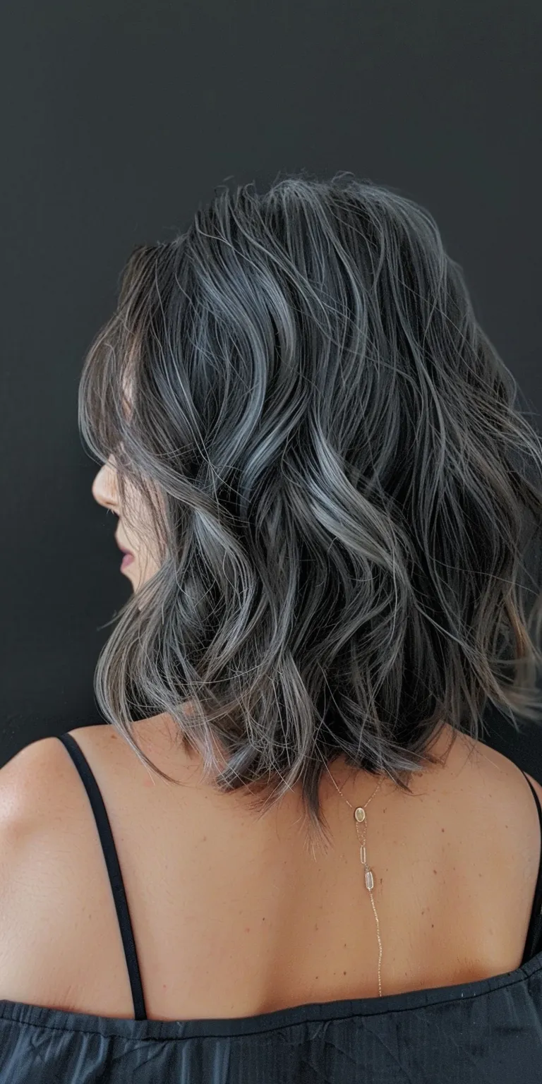 medium hairstyles for women over 50 Asymmetric cut, Layered hair, Bob Digital perm, Japanese women's