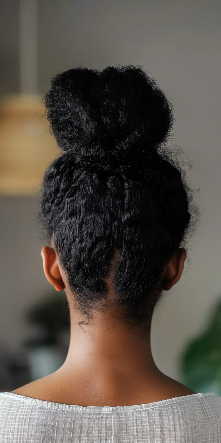 crown hairstyle French twist, Afro puffs, Kinky hair, Chignon, Hair twists