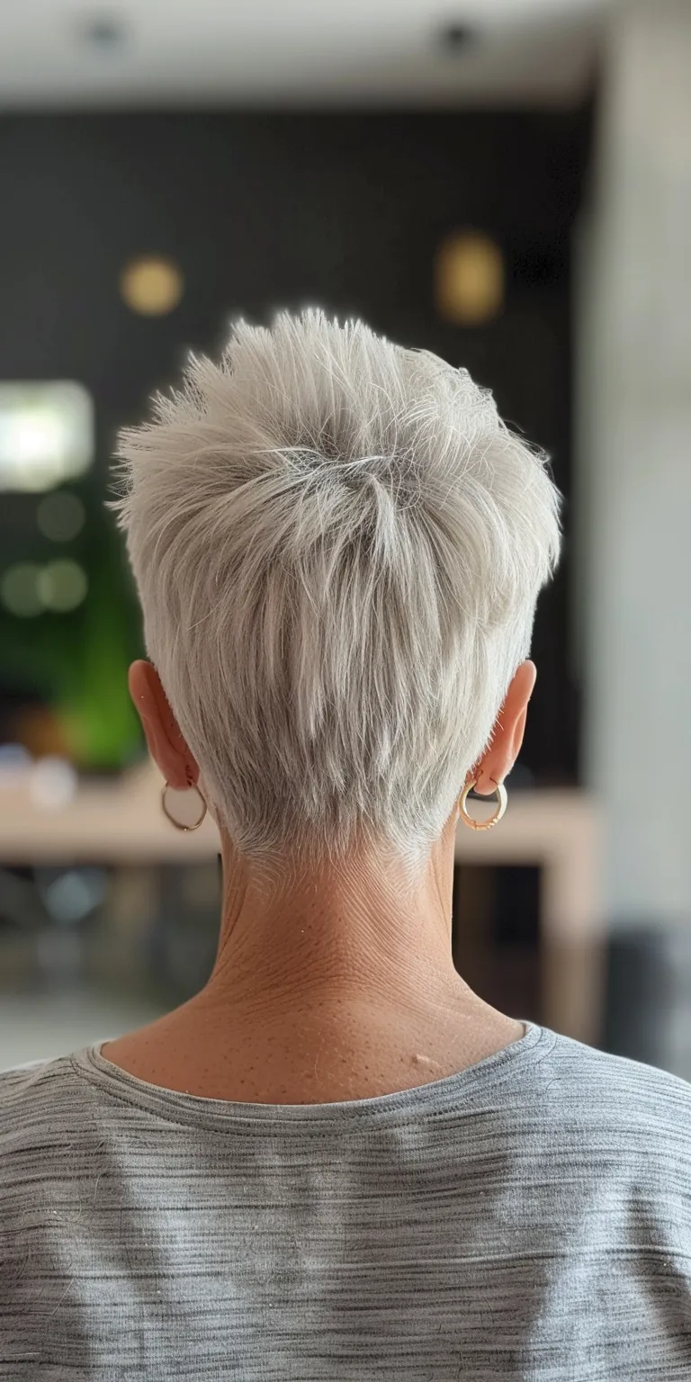 short pixie haircuts for women over 60 Asymmetric cut, Short brush Pixie Pompadour, back and sides