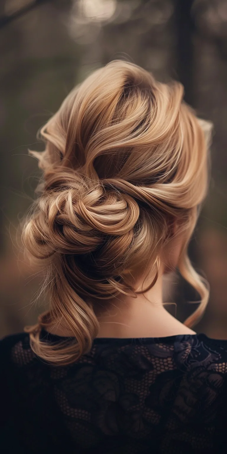 blonde hair styles Chignon, Updo, French twist, Ballerina bun, Milkmaid braid