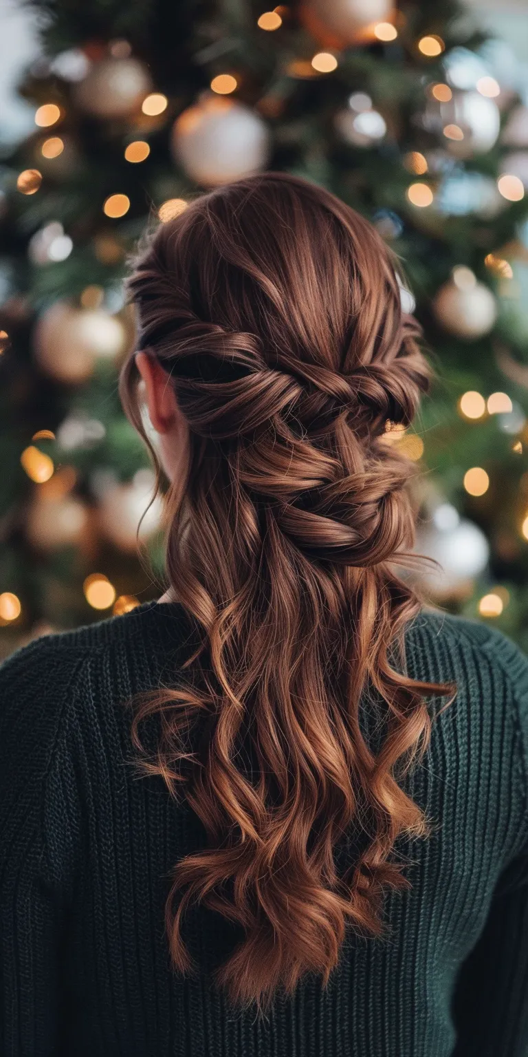 christmas hairstyles Updo, Waterfall braids, French braid, Milkmaid Braid