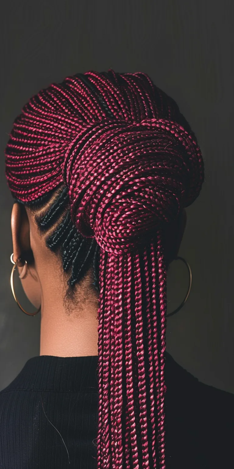 burgundy knotless braids Crochet braids, Hair twists, Boho Waterfall French twist