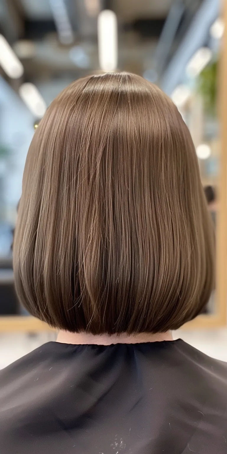 shoulder length haircuts for thick hair Asymmetric cut, Bob Short brush Stacked bob, Professional cut