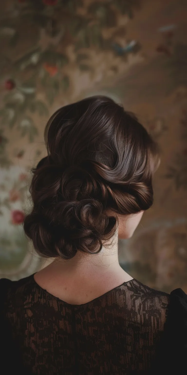 suavecita pomade Updo, Milkmaid braid, Chignon, Finger wave, Historical Christian hairstyles