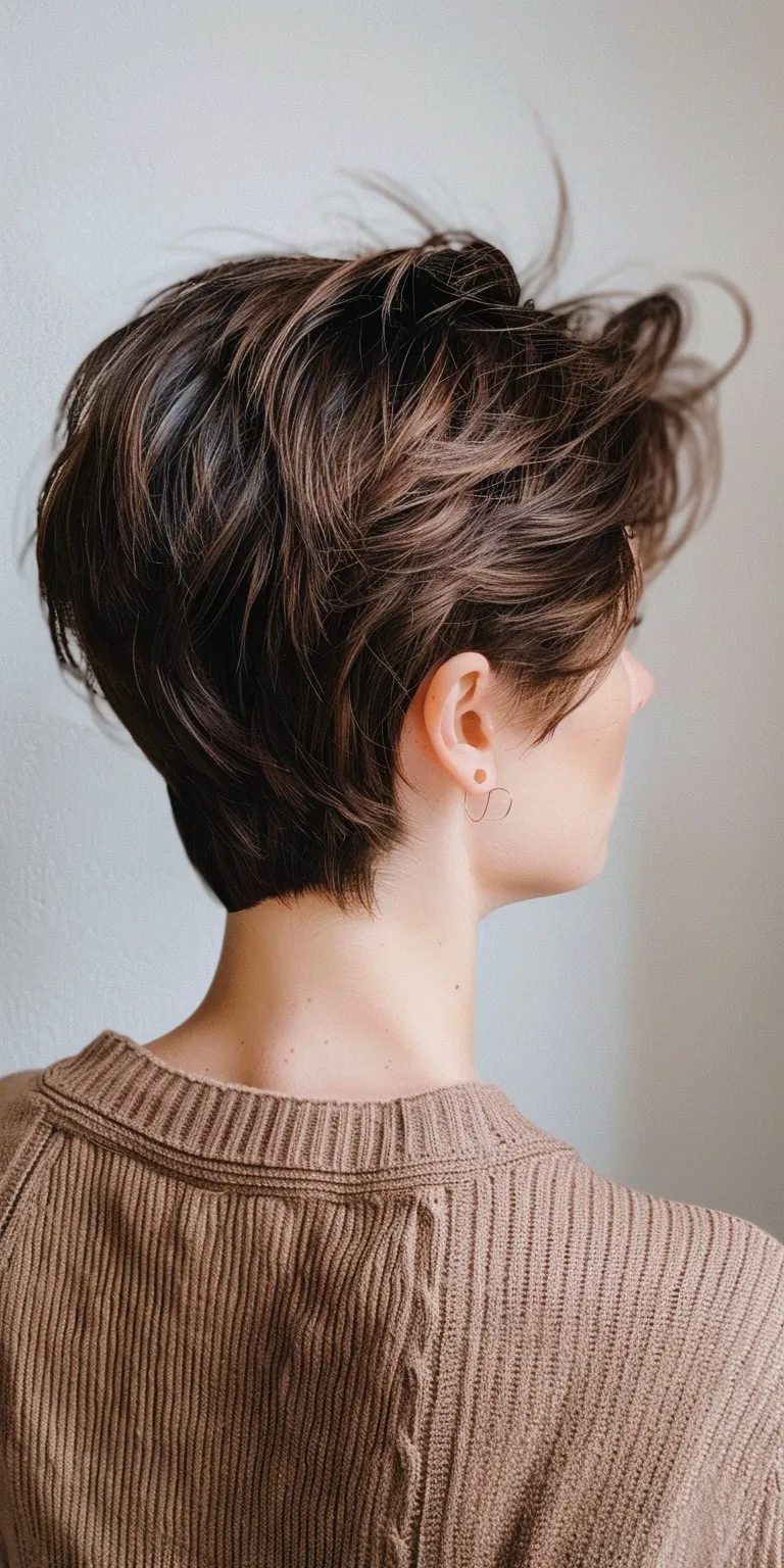 volumizing haircuts for thin hair Asymmetric cut, Pixie Updo, Chignon, Layered