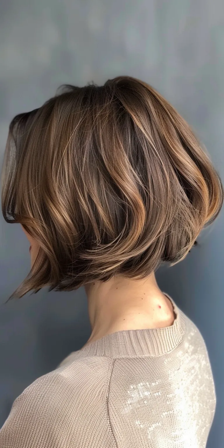 bob hair styles Asymmetric cut, Short brush Bob Butterfly haircut, Professional cut