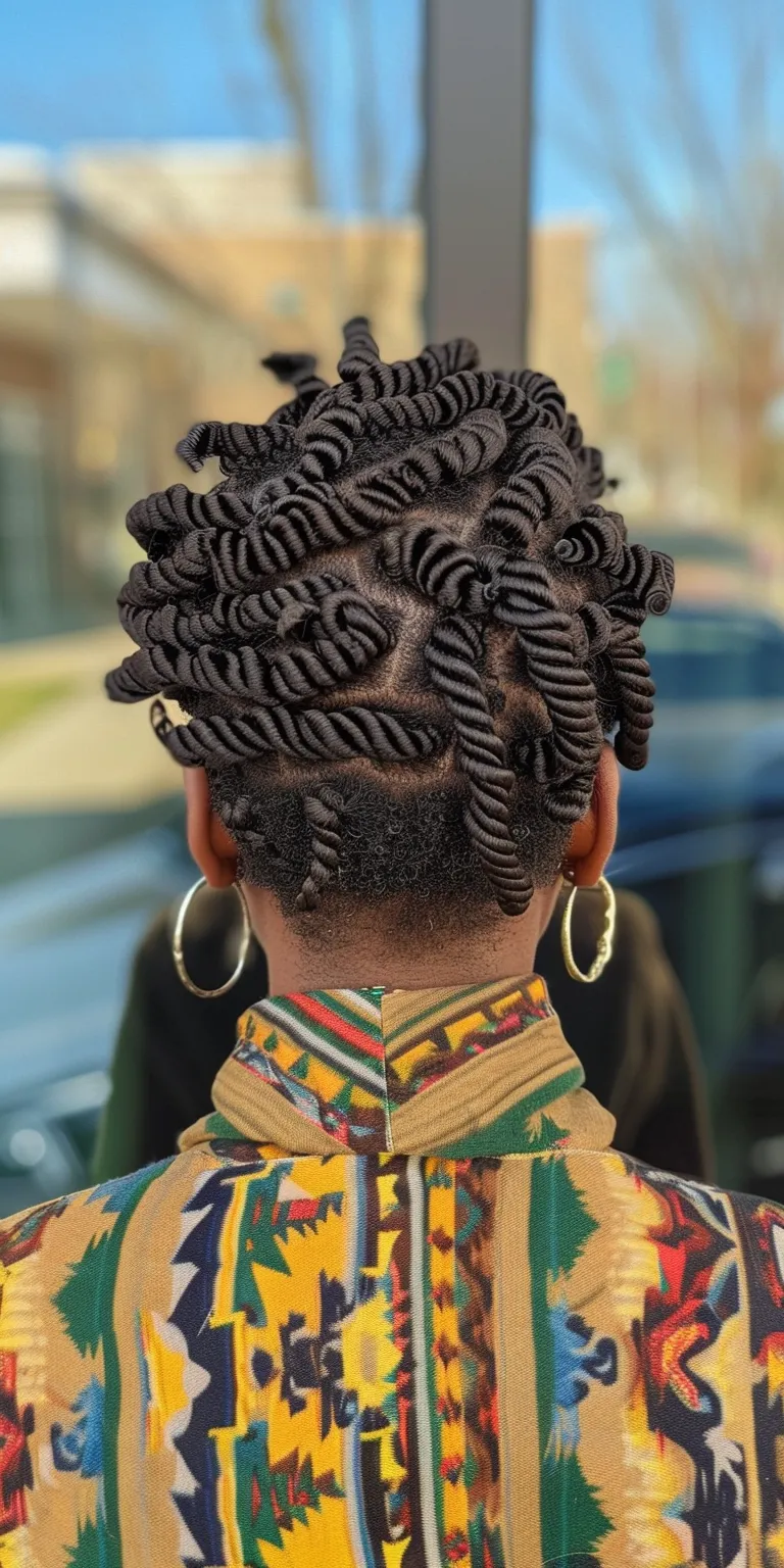 butterfly locs short French twist, Hair twists, Finger wave, Crochet braids, Waterfall braids