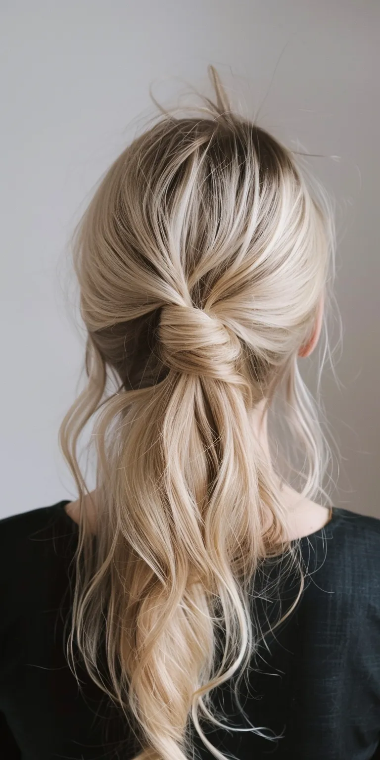 middle part hairstyle Chignon, French braid, Updo, twist, Waterfall braids