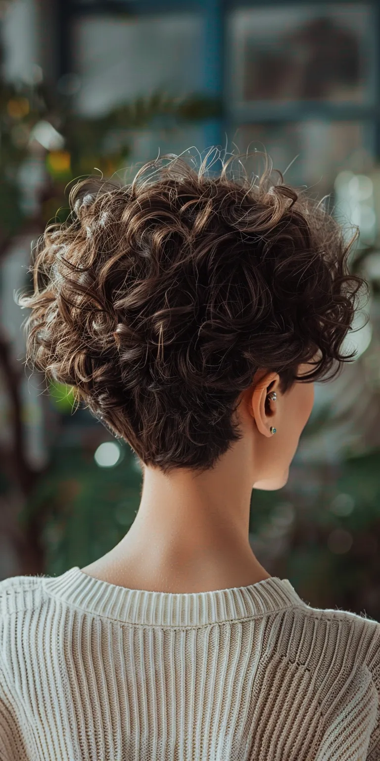 short curly hairstyles Updo, Digital perm, Chignon, Asymmetric cut, French twist