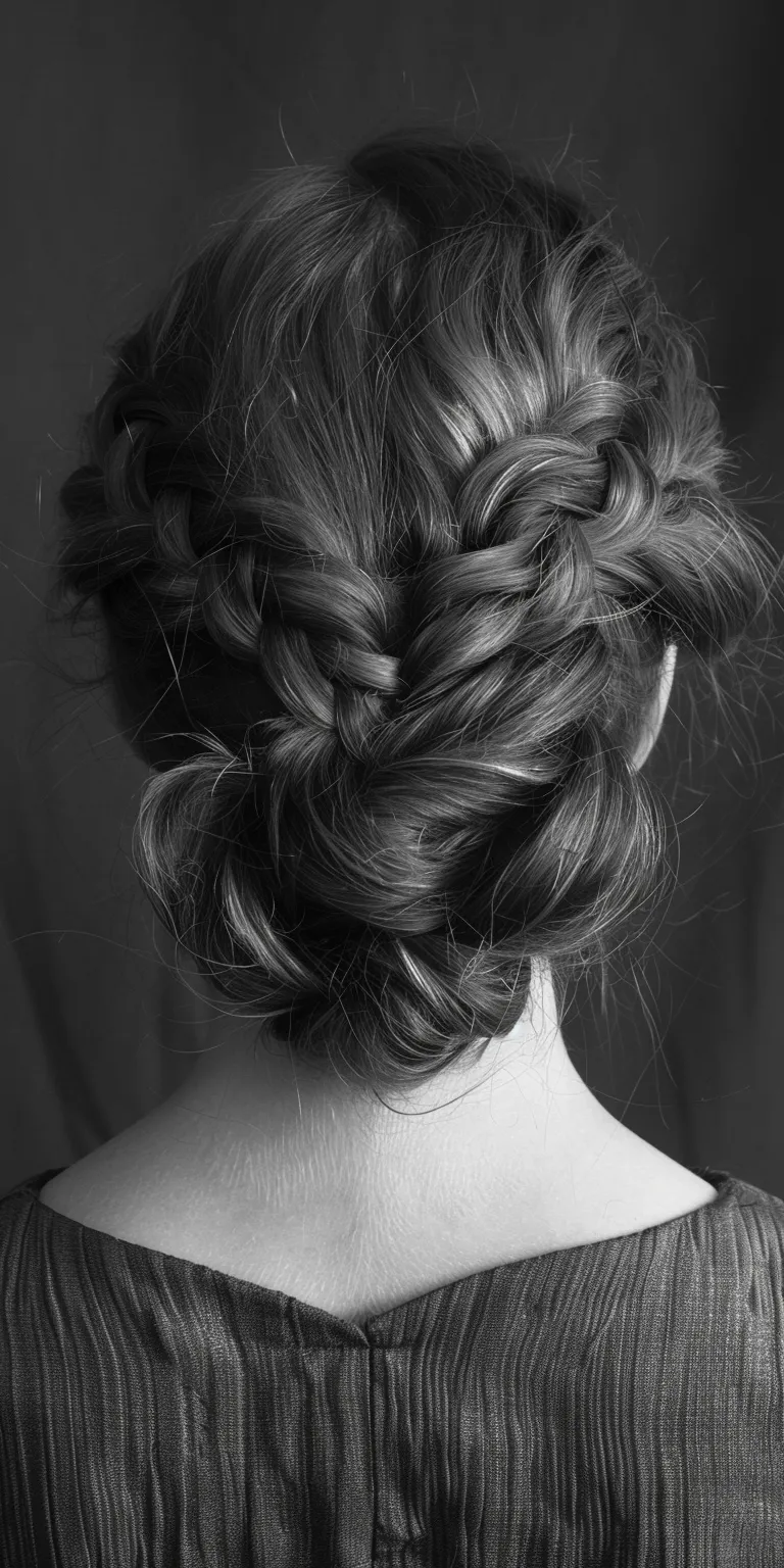 1920s hairstyles for long hair French braid, Chignon, Waterfall braids, Updo, Milkmaid braid