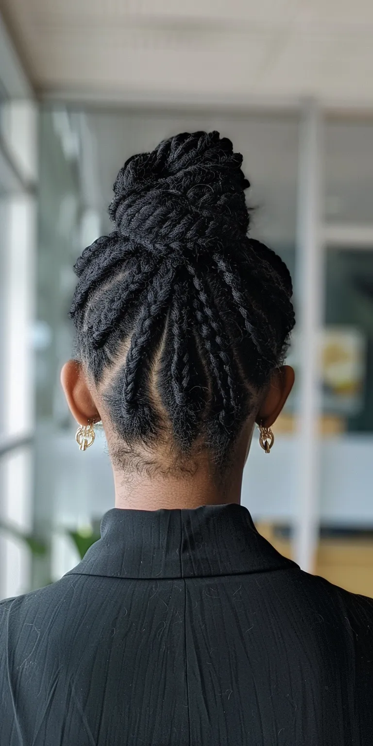 loc and twist gel French twist, Hair twists, Waterfall braids, Updo, Stacked bob