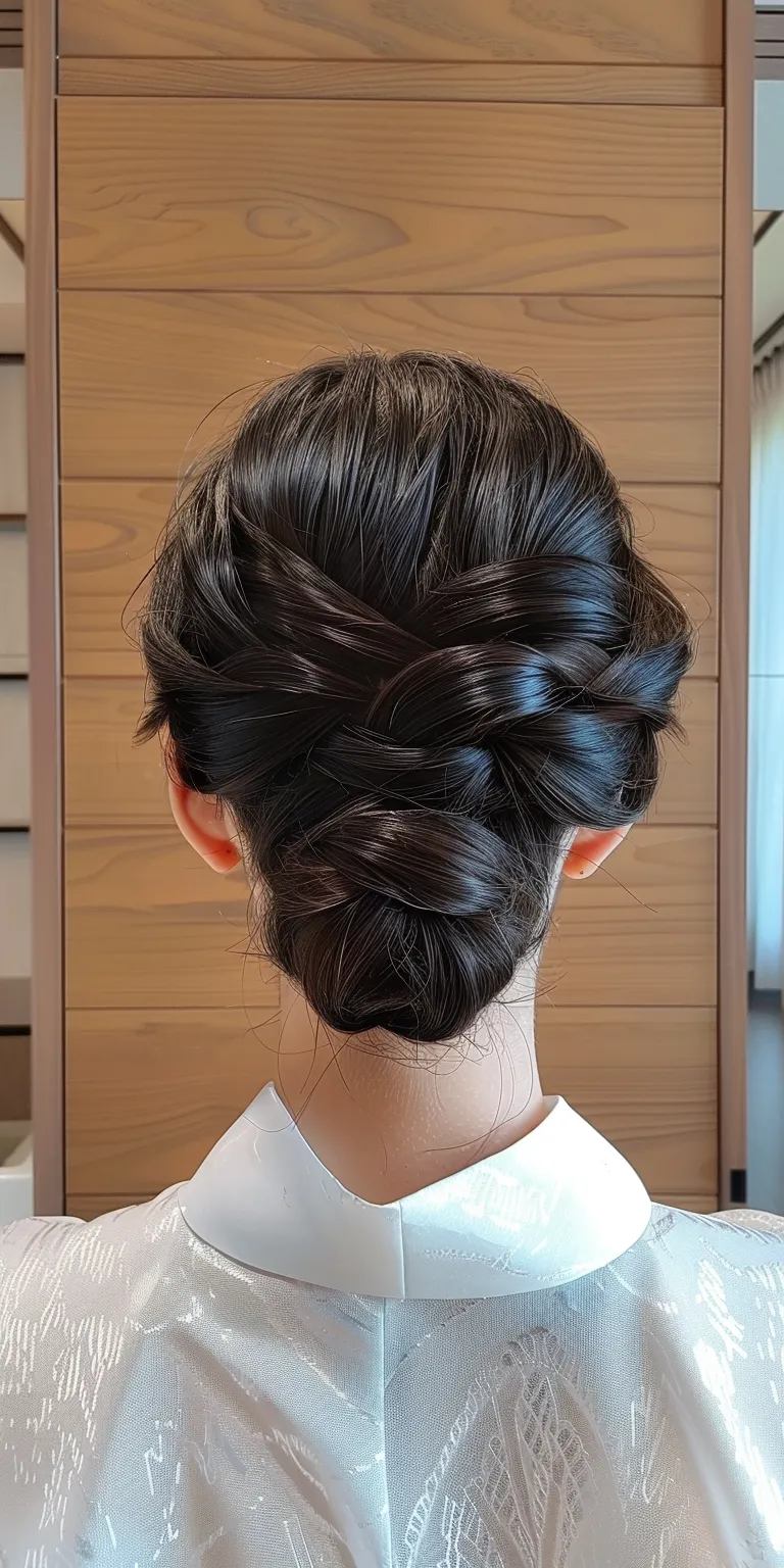 korean hairstyle Updo, French twist, Chignon, Waterfall braids, Milkmaid braid