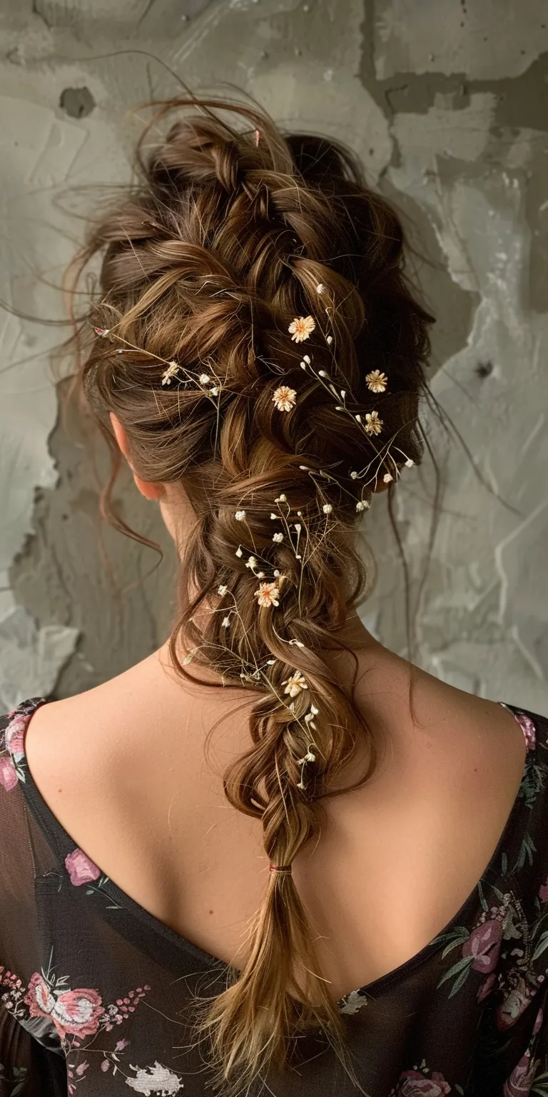 bohemian hairstyles Milkmaid braid, Boho braids, Waterfall Updo, French braid