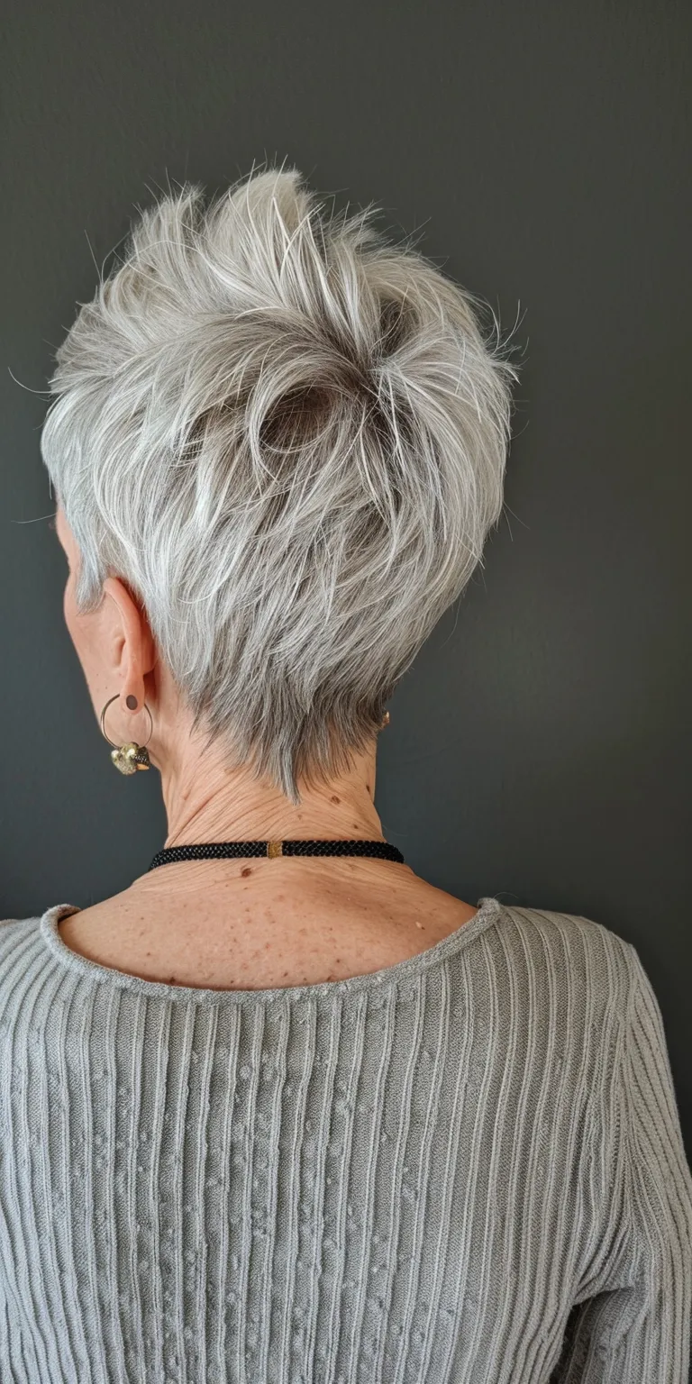 short hairstyles for older women Asymmetric cut, Short brush Pixie Pompadour, Tonsure