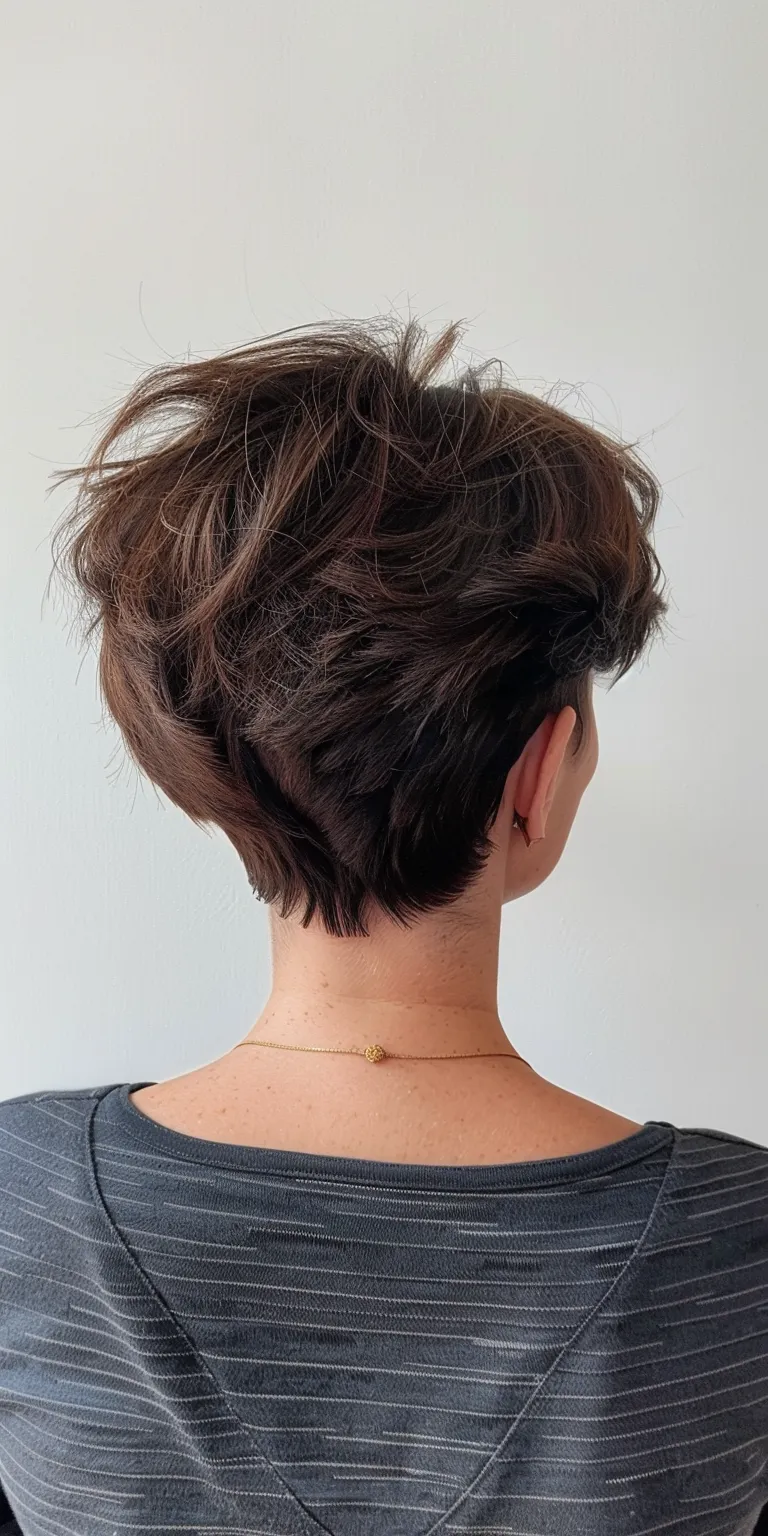 easy short hairstyles Asymmetric cut, Chignon, Short brush Digital perm, Pixie cut