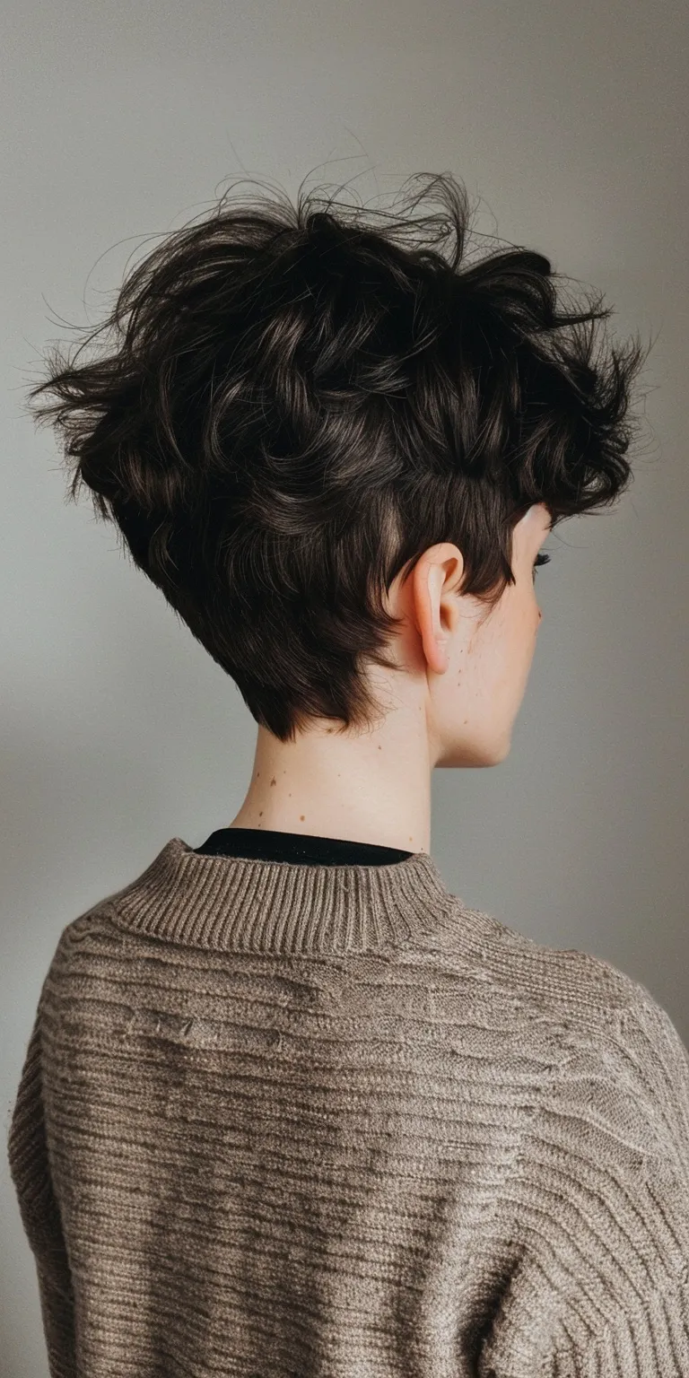 short shag hairstyles Asymmetric cut, Pixie Short brush Pompadour, Updo