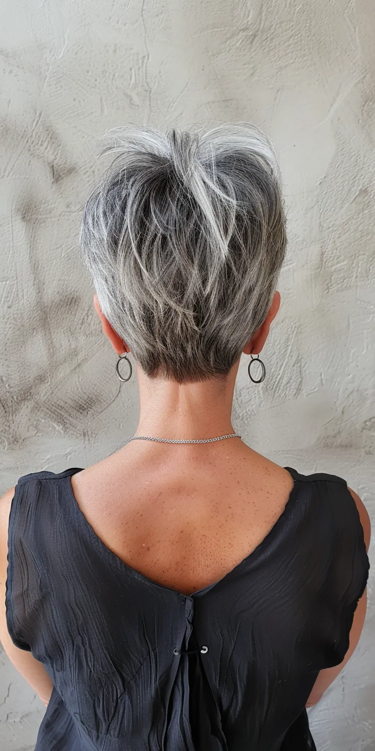 medium hairstyles for women over 50 Asymmetric cut, Short brush Pixie Digital perm, Pompadour