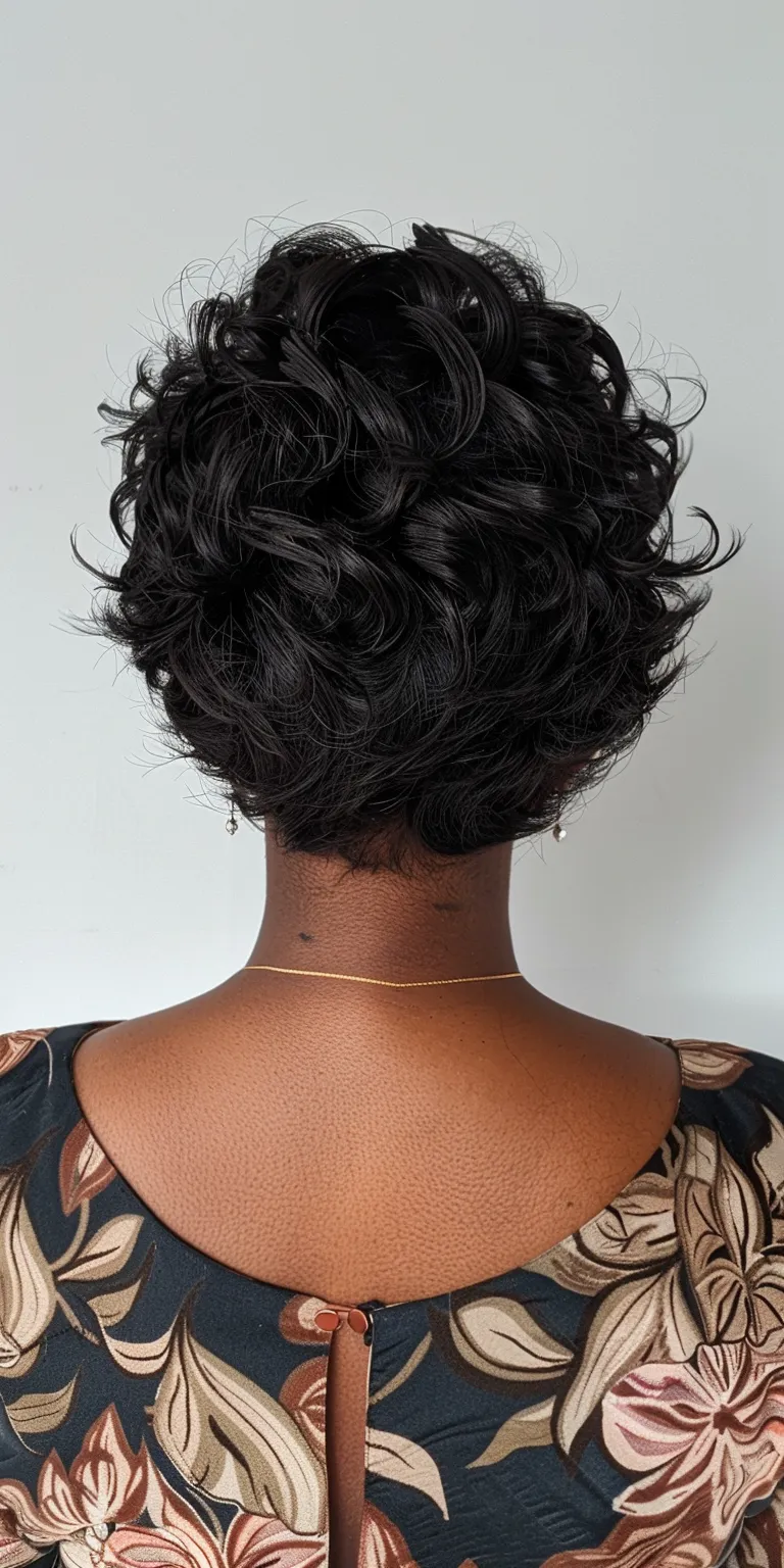 short weave hairstyles Asymmetric cut, Kinky hair, Digital perm, Layered Finger wave