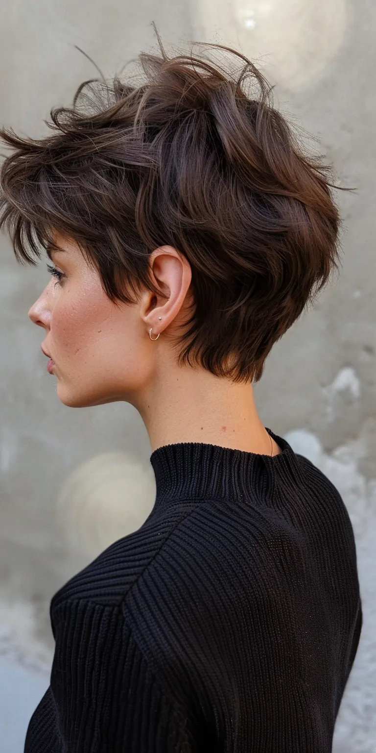 harry styles short hair Asymmetric cut, Pixie Short brush Updo, Layered