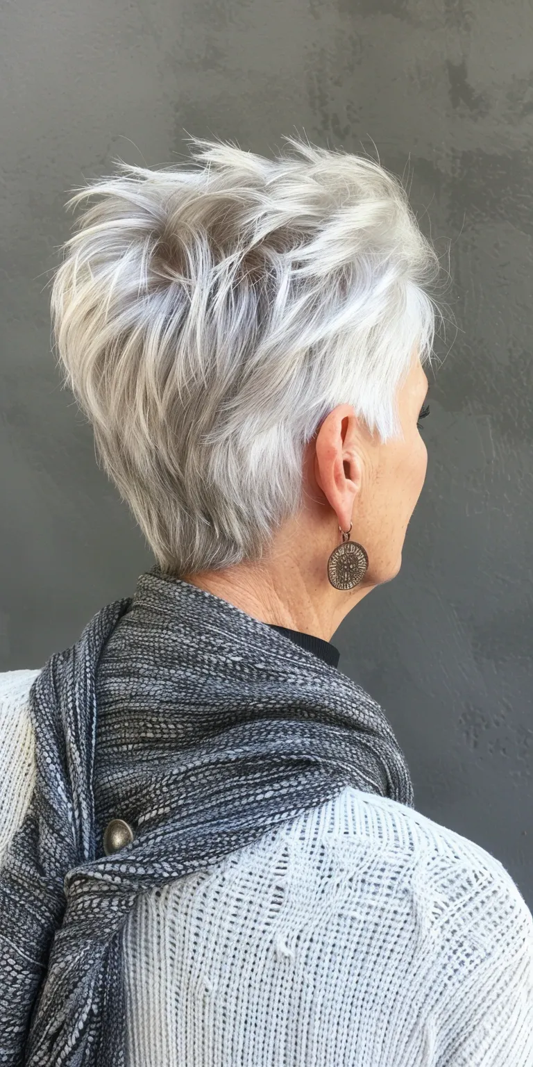 short choppy hairstyles Asymmetric cut, Short brush Pixie Pompadour, Layered hair