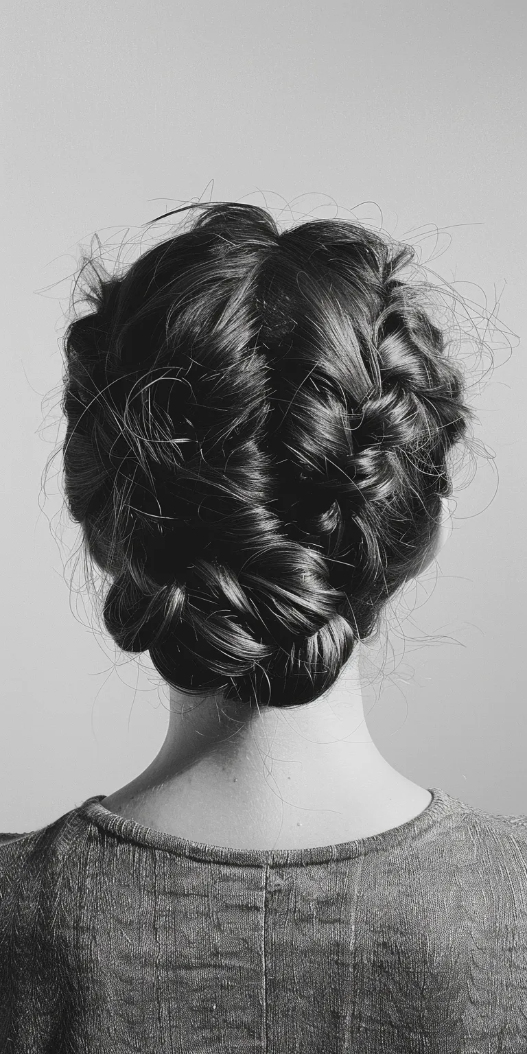 hair style for chubby face Milkmaid braid, French Chignon, Waterfall braids, Updo