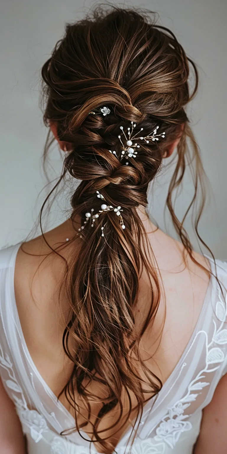 bridesmaid hairstyles for long hair Waterfall braids, Boho French braid, Milkmaid Braid