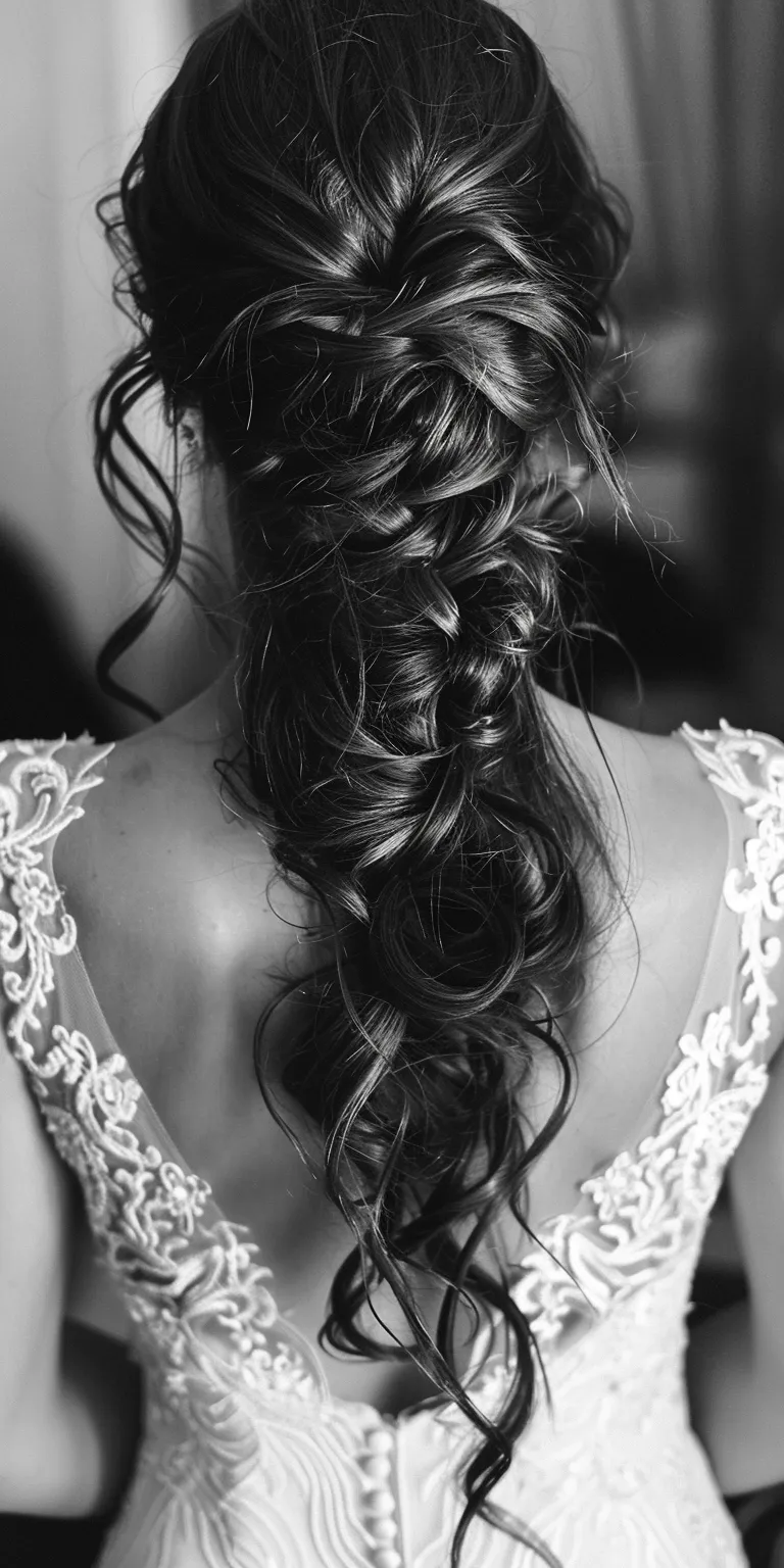 wedding hairstyles for long hair Waterfall braids, French braid, Boho Chignon, Braid