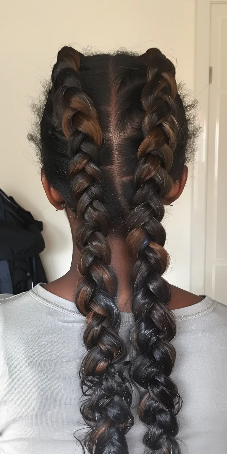 large knotless braids Waterfall braids, French braid, twist, Hair twists, Braid