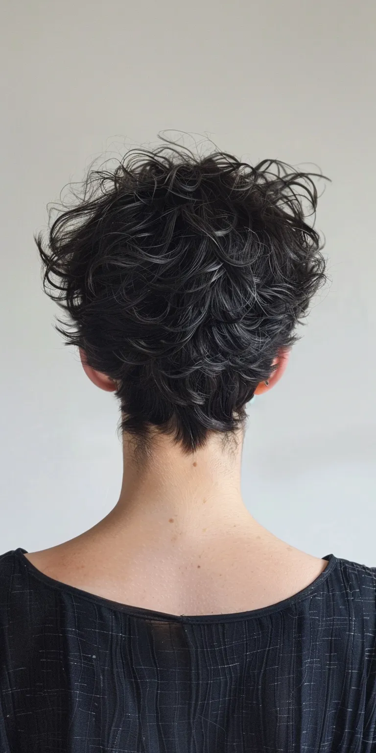 short haircuts for wavy hair Asymmetric cut, Digital perm, Short brush Updo, Layered