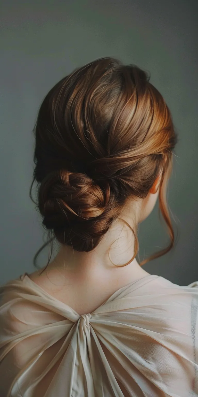 hair bun styles Updo, Chignon, Milkmaid braid, French Braid