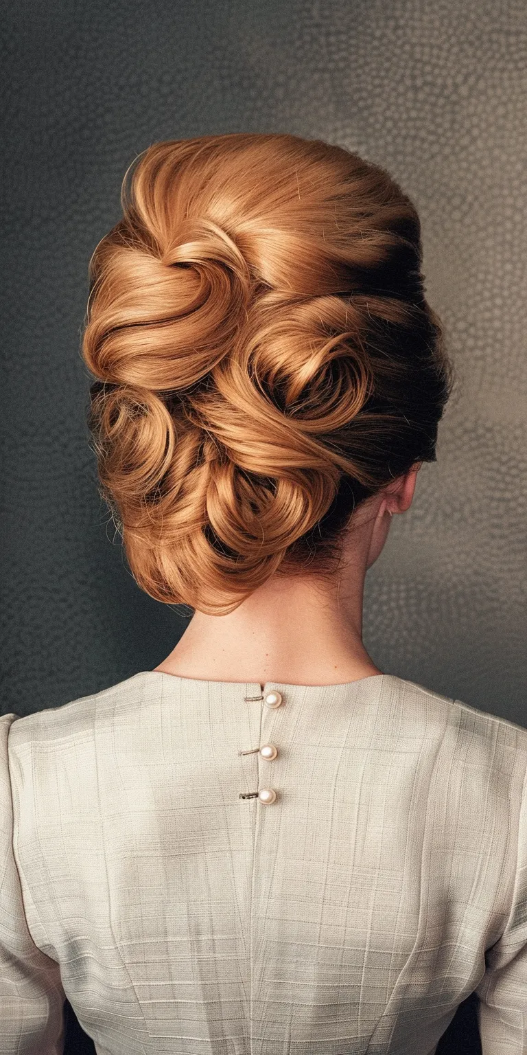 jane fonda hairstyles Updo, Chignon, French twist, Milkmaid braid, Finger wave