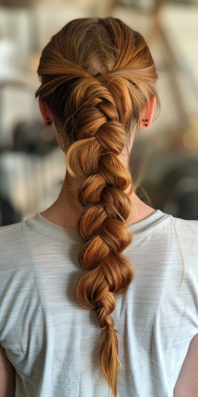 long braided ponytail French braid, Waterfall braids, Braid, twist, Milkmaid braid