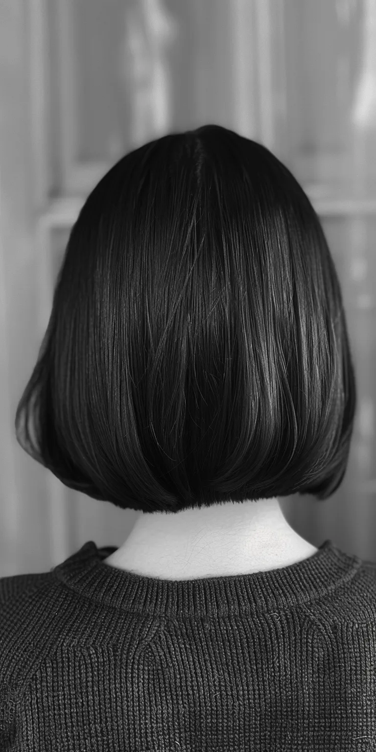 mid length haircuts Bob cut, Asymmetric Japanese women's hairstyles, Short brush Stacked bob