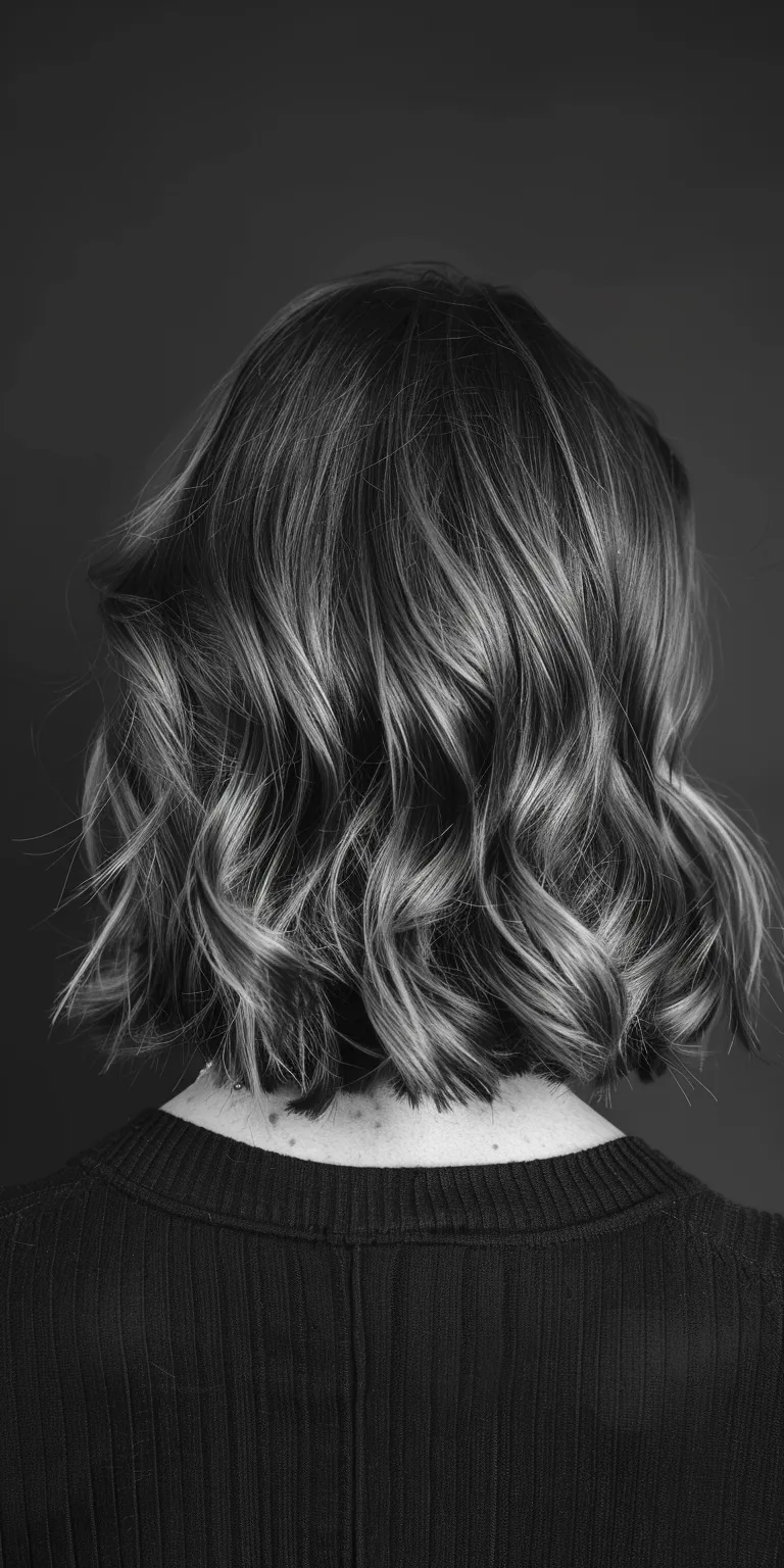 shoulder length haircuts for thin hair Asymmetric cut, Digital perm, Bob Layered hair, Short brush cut