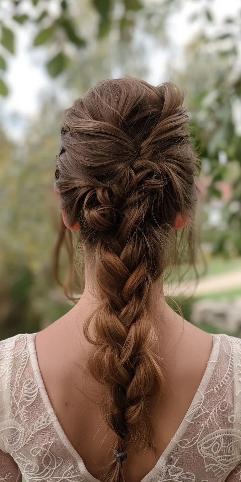 wedding hair styles French braid, Updo, Braid, Milkmaid Waterfall braids