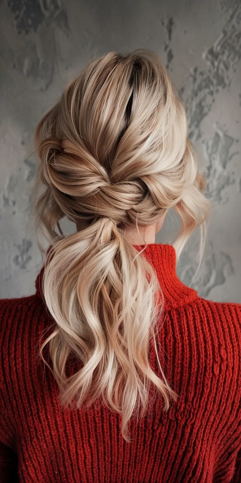 blonde hair styles Waterfall braids, Updo, Chignon, French braid, Braid