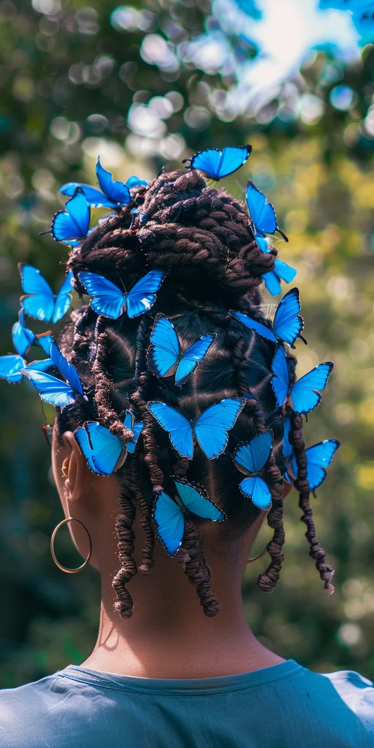 butterfly locs with color Butterfly haircut, Hair twists, Ringlets, Kinky hair, Crochet braids