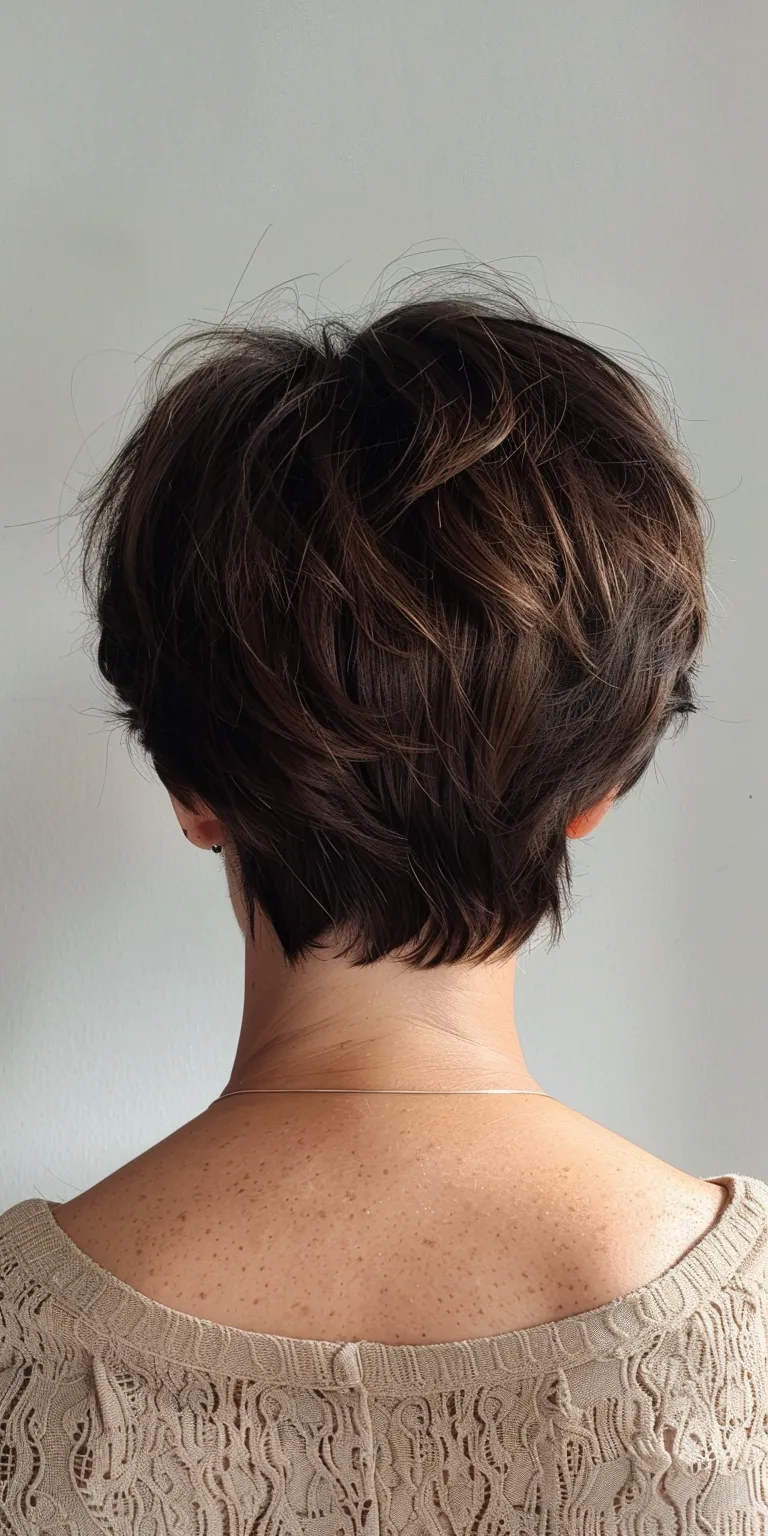 short hairstyles for round faces Asymmetric cut, Chignon, Updo, Short brush Pixie cut