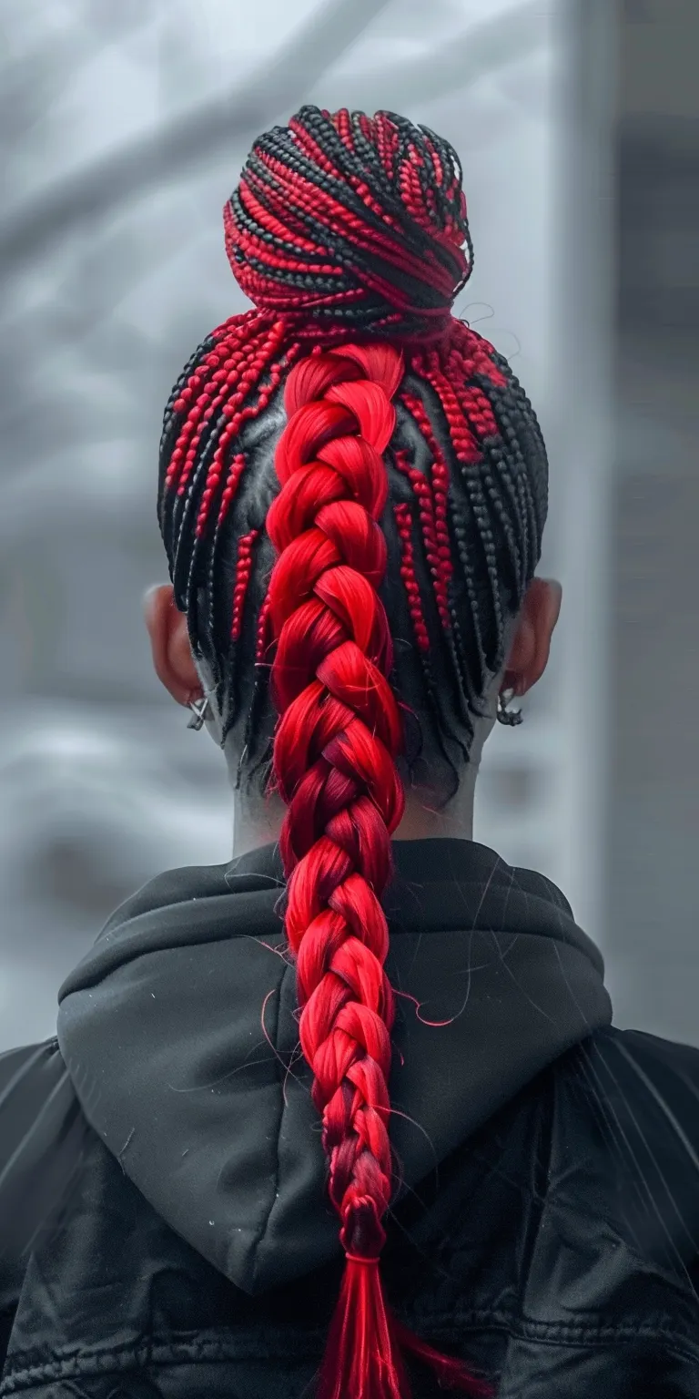 red knotless braids Waterfall braids, Cornrows, French twist, Braid, Hair twists