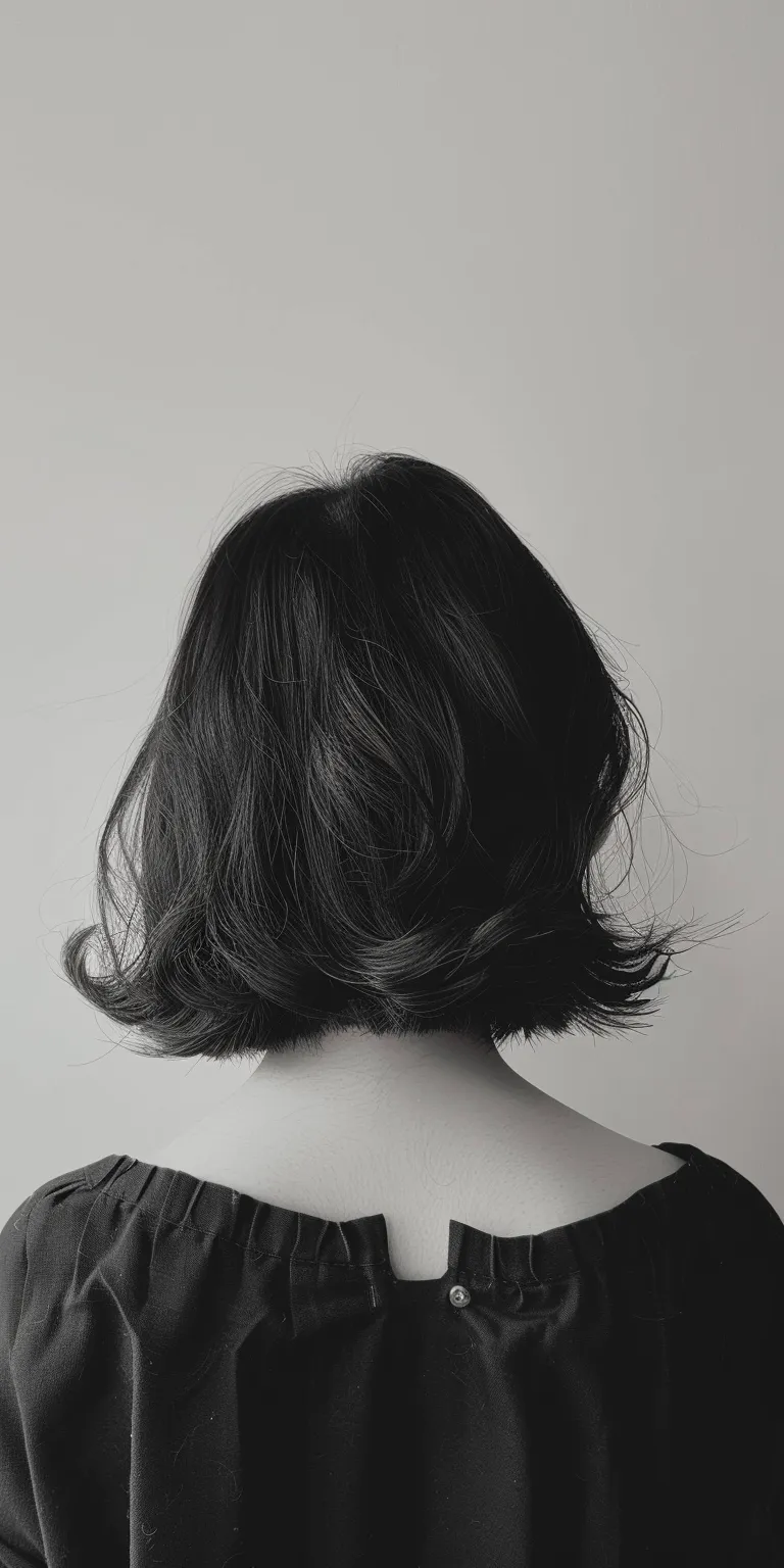 below shoulder length haircuts Asymmetric cut, Bob Chignon, Short brush Digital perm