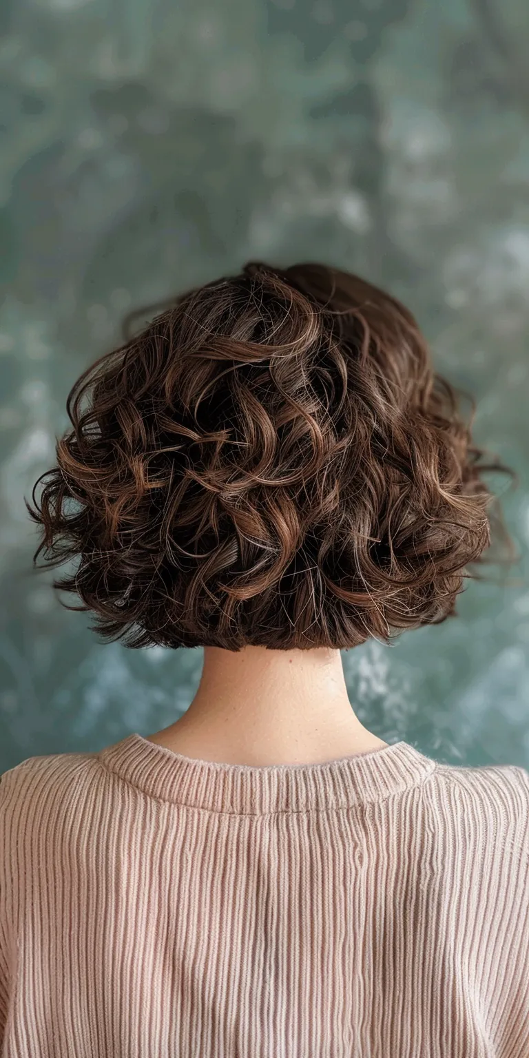 short curly bob Digital perm, Asymmetric cut, Layered hair, Ringlets, Historical Christian hairstyles